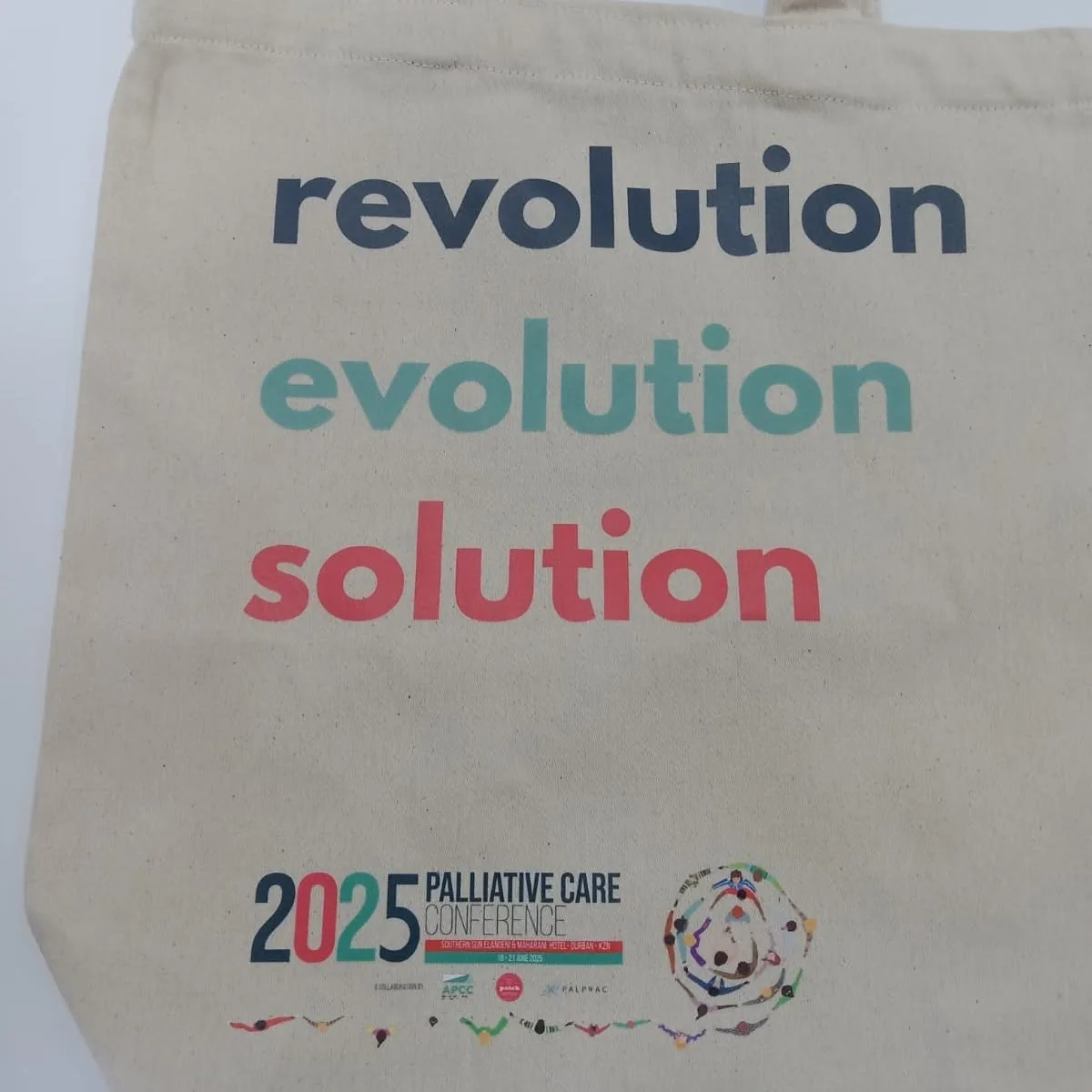 Printed tote bag made for the 2025 Palliative Care Conference in Durban